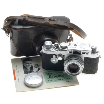 LEICA IIIg 3G CAMERA LEITZ SILVER CHROME PRIME ELMAR 1:2.8/50mm CASE CAP MANUAL