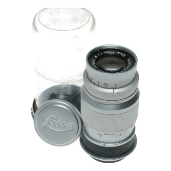 Leitz Wetzlar Elmar f=9cm 1:4 Leica M39 RF camera lens in keeper