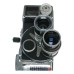 Bolex 8mm camera with 3 turret rotating lens holder case manual