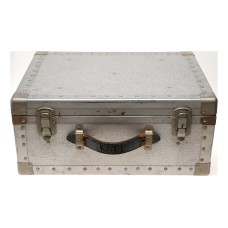 Vintage Aluminum Camera Trunk Hard Case with Leather Handle
