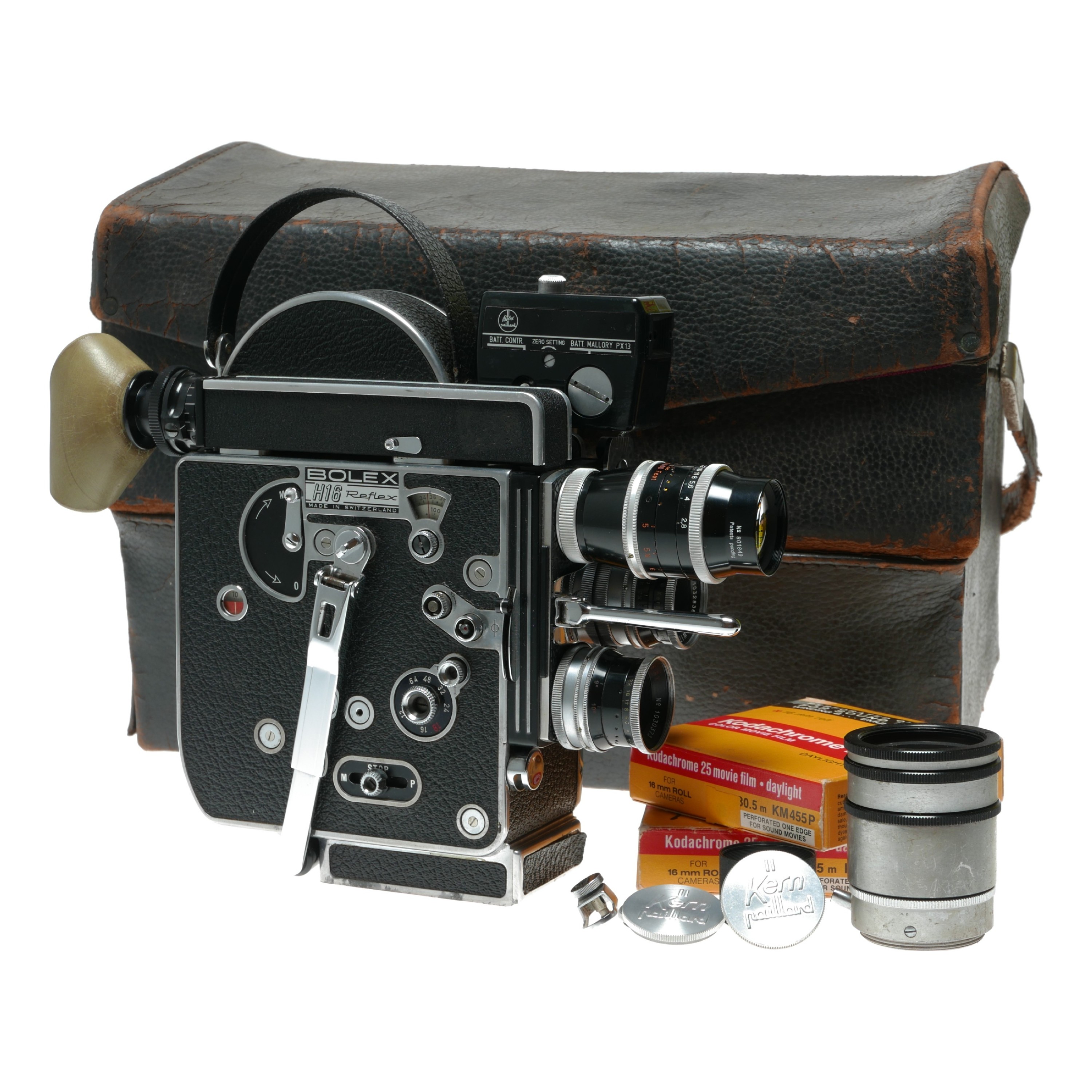 Bolex H16 Reflex Cine Camera Kit Rex 4 Meter Lenses